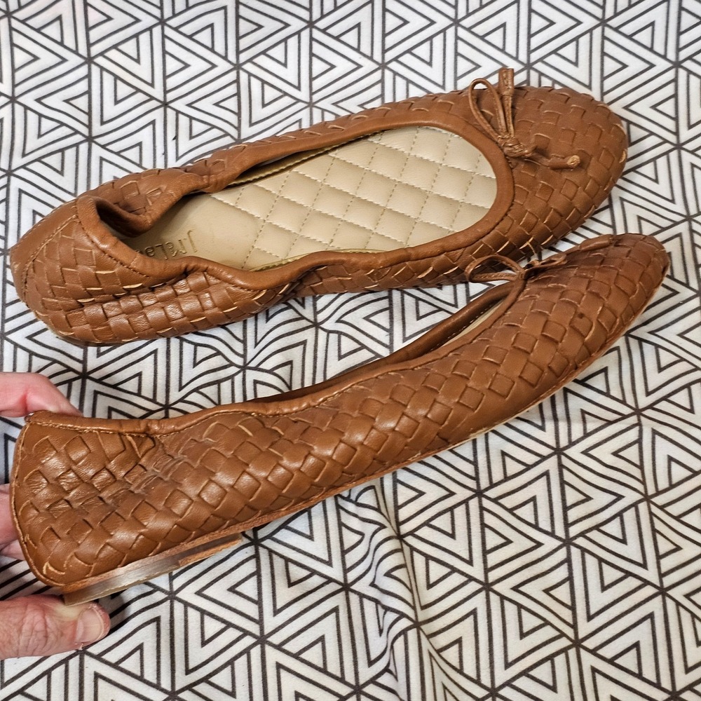 J.McLaughlin Mercer Woven Leather Ballet Flats Brown Tan Size 8